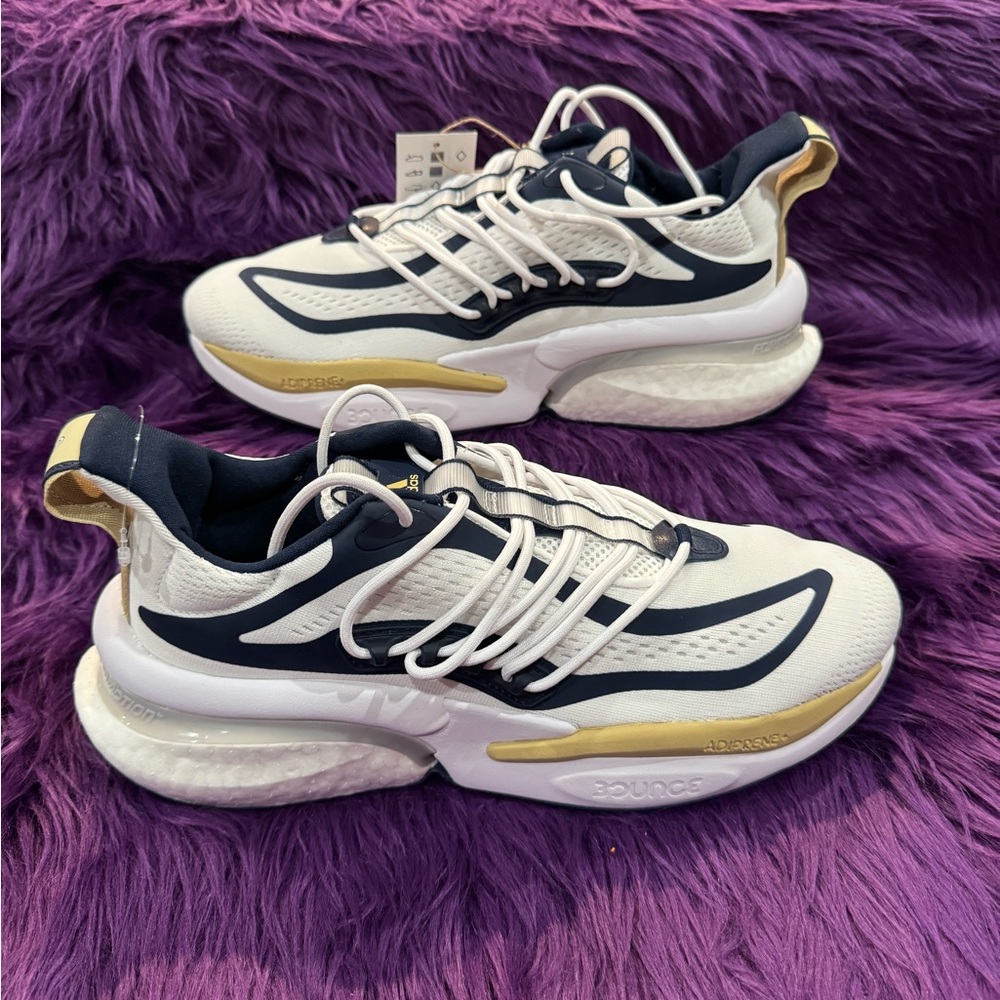 Men's adidas White/Navy Georgia Tech Yellow Jackets Alphaboost V1 BOOST Shoes